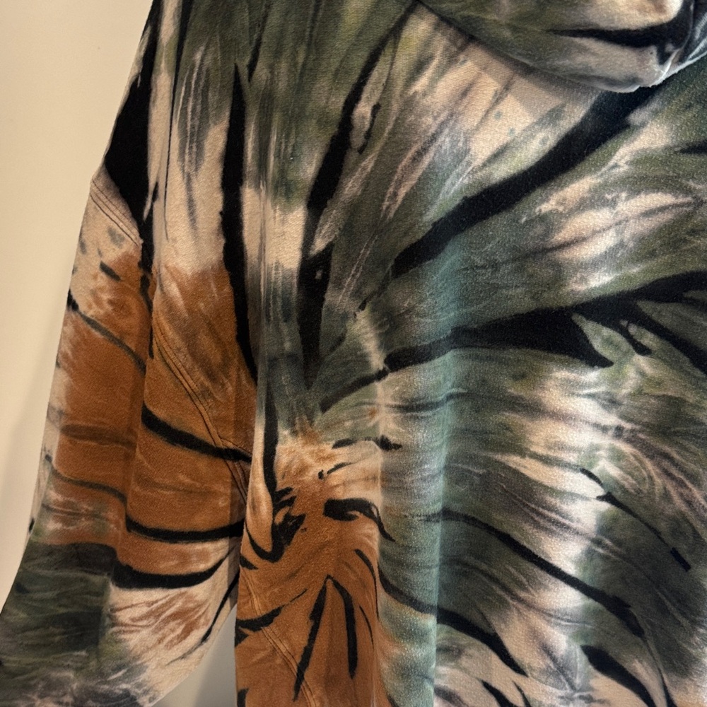 Vintage Havana Tie-Dye Pullover Hoodie in Black,Green,Cream & Rust Brown Size -M - Picture 10 of 16